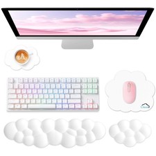 Sushret Cloud Wrist Rest for Computer Keyboard, Tenkeyless, 01 White Set