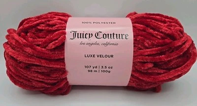 Juicy Couture Luxe Velour Yarn Coco Red Color 107yds/3.5oz Bulky#5 100%Polyester