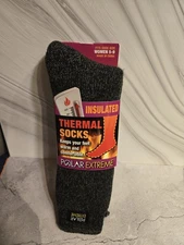 Polar Extreme Women's Insulated Thermal Socks Black/White Shoe Size 5-9 - 1 Pair