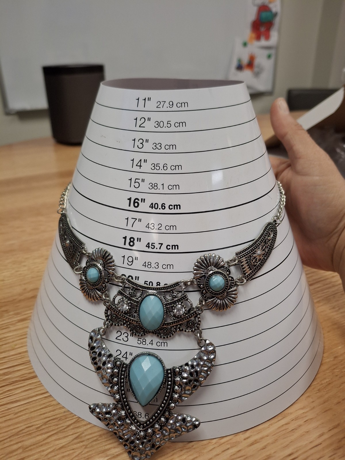 Large Light Blue Rhinestone Adjustable Hammered M… - image 13