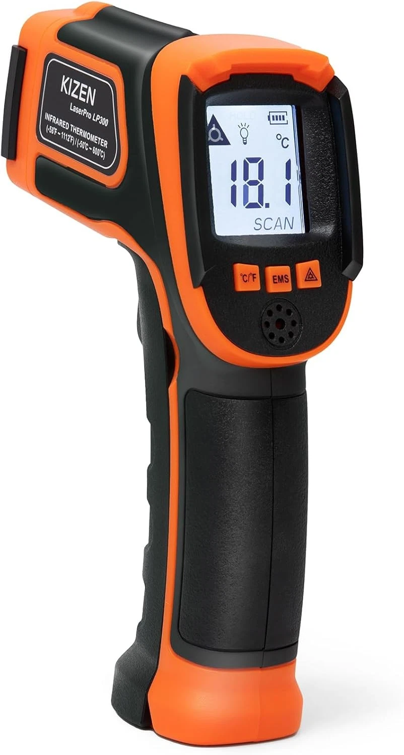 Kizen Infrared Thermometer Gun (LaserPro LP300) - Handheld Surface Orange