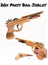  Lot of 20 Wooden Rubber Band Guns – Party Bag Fillers / Kids Retro Toys / Fairs