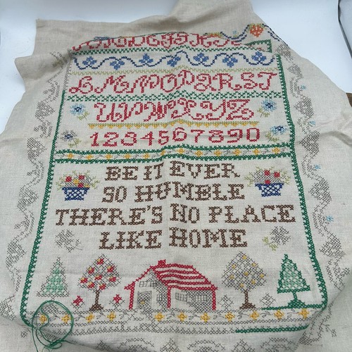 Vintage handgesticktes Heim Alphabet Muster Kreuzstich 18" x 24" nicht fertig - Bild 2 von 3
