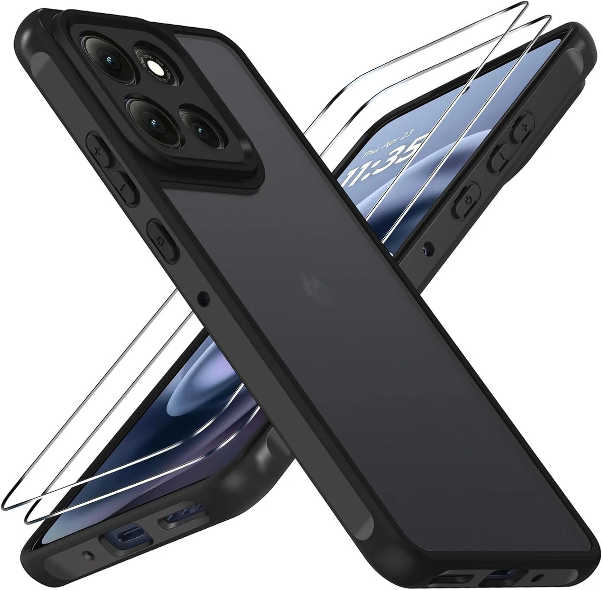 Suncase Custodia In Vera Pelle Per Motorola Moto G Pro - Con Linguetta Di Estrazione, Inclusa Cover TPU Trasparente