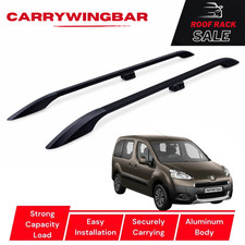 Roof Side Rails For Peugeot Partner Tepe 2008-2018 Aluminium Black Color