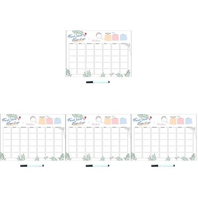 4 PCS Wöchentliches Whiteboard Trockenlöschkalender Zeitplan -Vorstand
