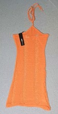 NWT! Fashion Nova Crochet Mini Dress Womens Size Xs Tulum Resort Orange Cover Up