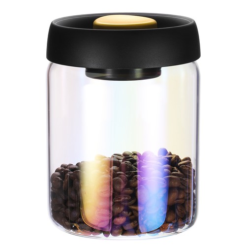Vacuum Glass Coffee Canister 30.4 oz for Tea, Coffee Beans, Iridescent