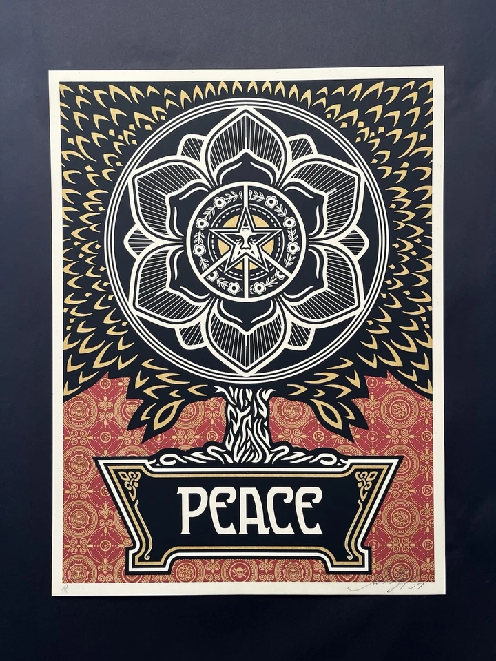 Shepard Fairey Gold Peace Tree Print Holiday Edition 2007 schneller Versand