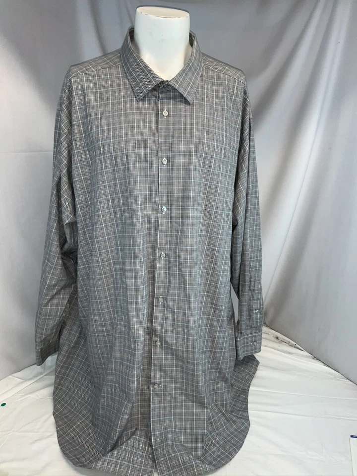 Camisa Michael Kors 20x36 Grande Gris Cuadros Algodón de Lujo Usada Una Vez YGI E0-368 Foto 2 de 4