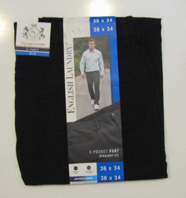 ENGLISH LAUNDRY Black 5 Pocket Pants Straight Fit 40 W x 30 L NWT Mens
