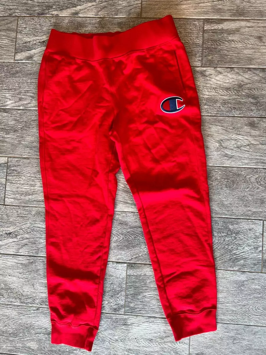 Champion Weave Large Sweatpants Sweat Pants Red Mens Big Joggers | eBay