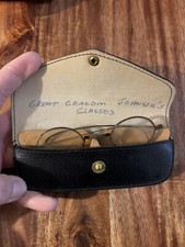 Vintage Antique Round Wire Rim Granny Eye Glasses Spectacles With Case