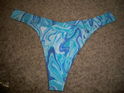 VICTORIAS SECRET THONG BLUE WAVE LOW RISE LARGE  NEW