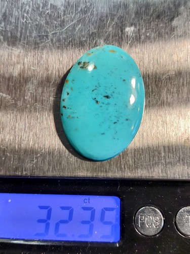 32ct. 1Lg. Cabochons Turquoise Beautiful Blue w/Little Silver Pyrite Cannonea - Picture 2 of 3