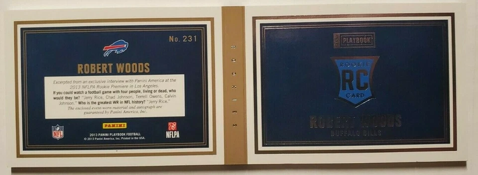 Robert Woods 2013 Playbook Rookie RC Auto Jersey Patch Booklet SP /299 Rams Star - Image 2 of 2