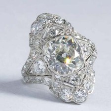 Sparkling Art Deco 4.66 Carat Old Cushion Cut Cubic Zirconia 925 SS Wedding Ring
