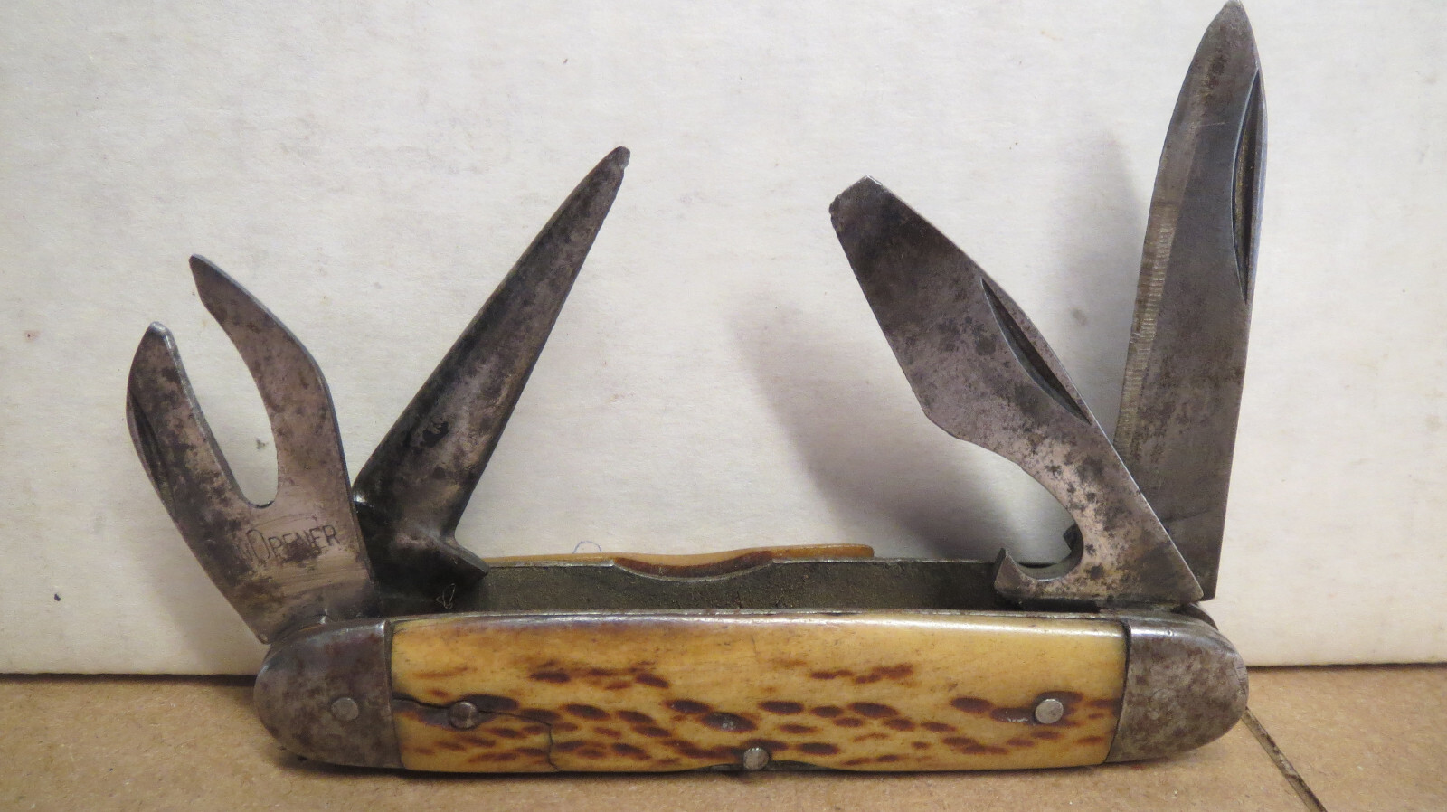 Vintage Made in USA Bone Handle Camping Pocket Knife eBay