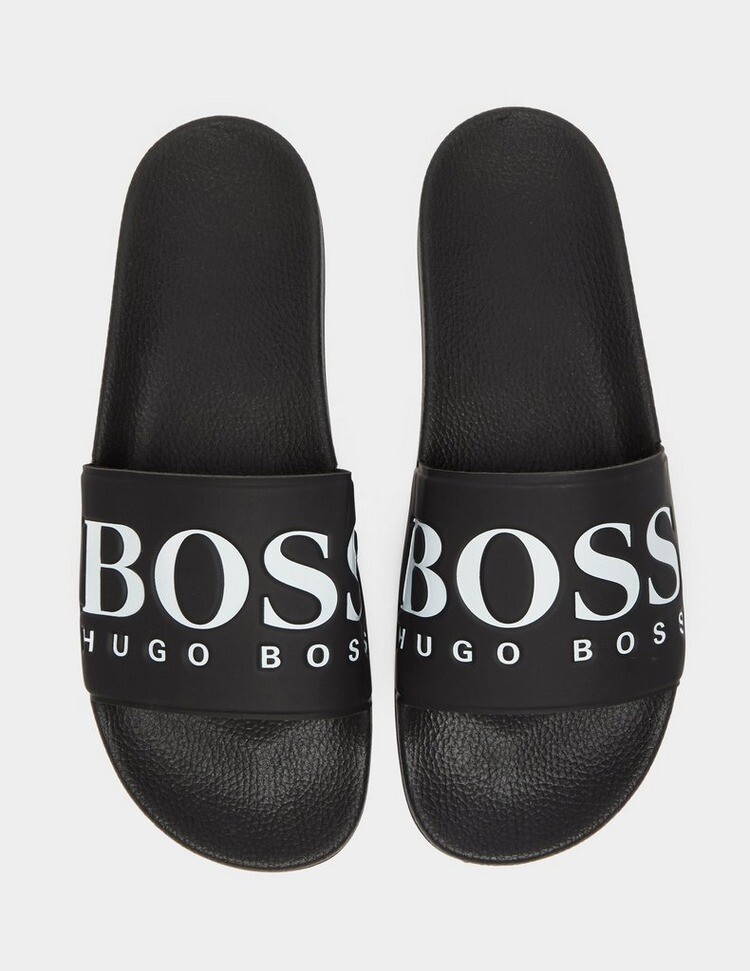 mens hugo boss sliders black