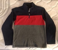 The Childrens Place Fleece Zipper Jacket, Red With Blue And Gray , Size L 10/12
