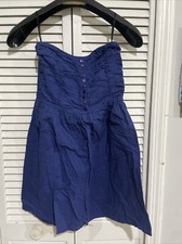 Xxi Mini Dress Women's Small Ruffled Sheath Sleeveless Above Knee Blue A56