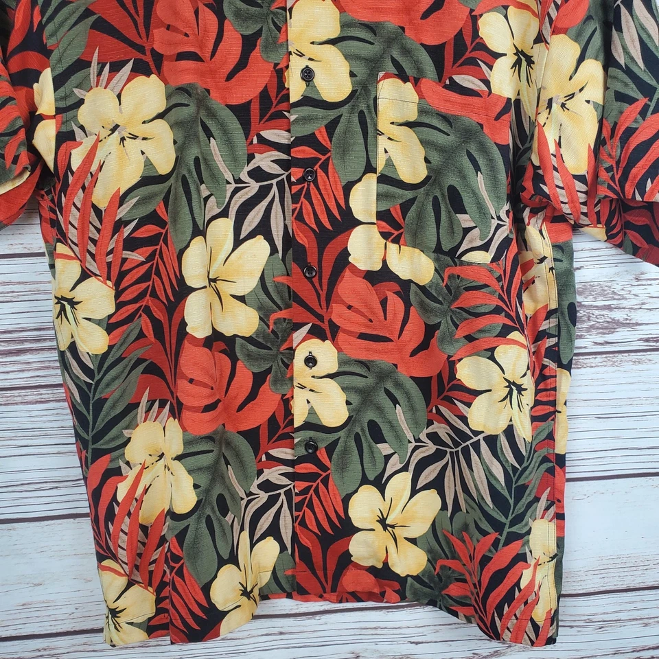Camisa Hawaiana Roberto Villini Para Hombres Mediana 100% Seda Floral #115 Foto 3 de 4