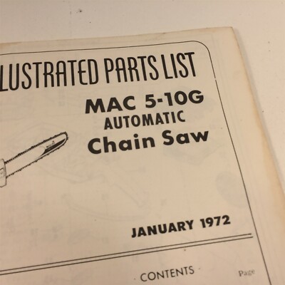 1972 McCulloch Mac 5-10G Chain Saw Master Illustrated Parts List