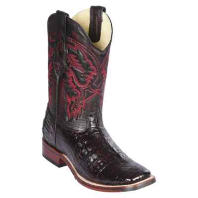 Los Altos CHERRY Crocodile Square Toe TPU Rubber Sole Western Boot D 8268218