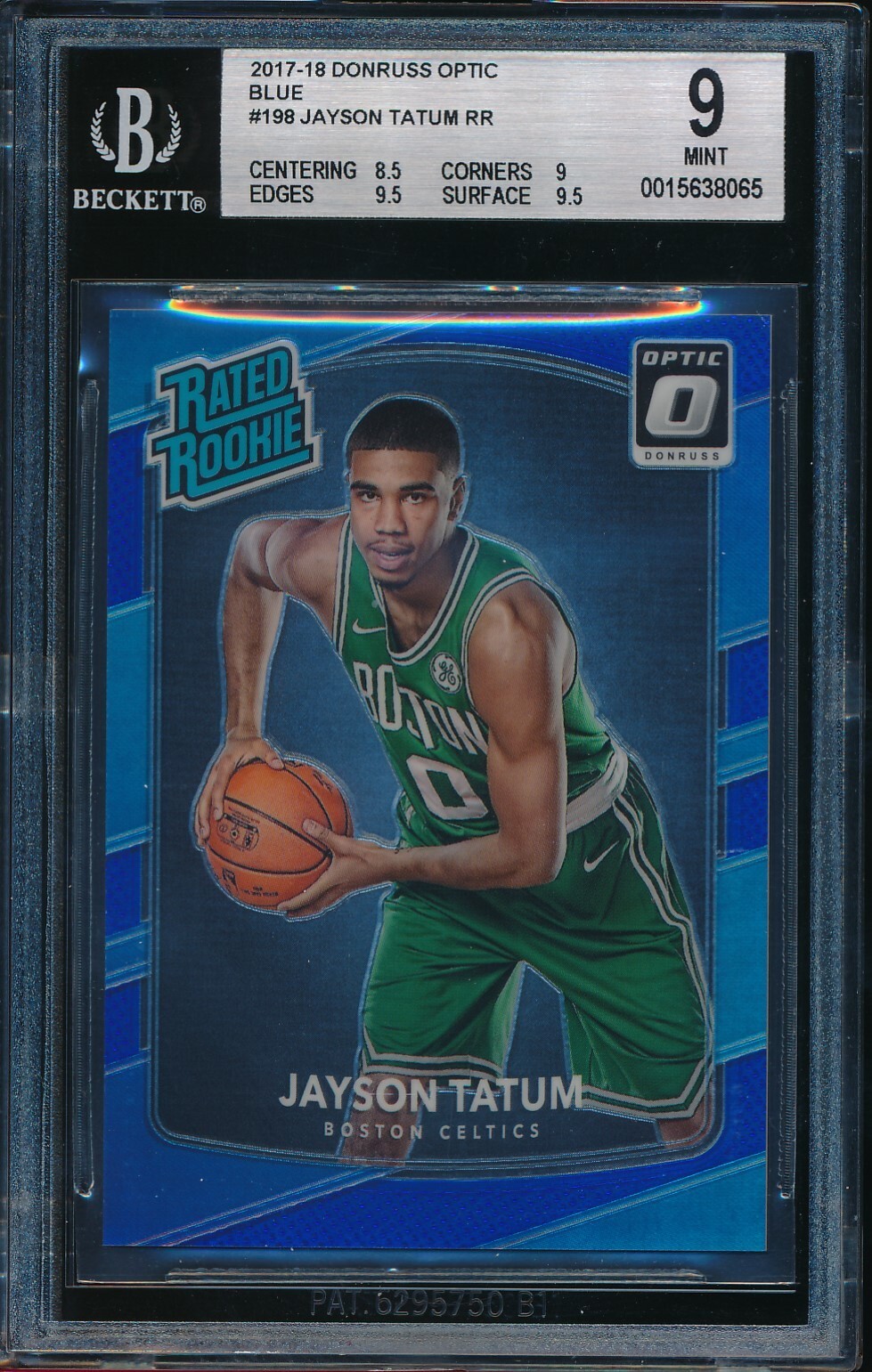 JAYSON TATUM 2017 DONRUSS OPTIC BLUE REFRACTOR ROOKIE #198 SP #D/49 HOT! BGS 9!