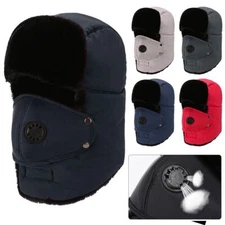 Removable Face Mask Winter Warm Hat Thick Ear Flap Cap For Cold Weather US