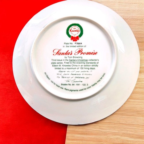 Santa's Promise 3rd Issue Plate Browning Santa's Christmas Knowles 1991 COA - Picture 4 of 10