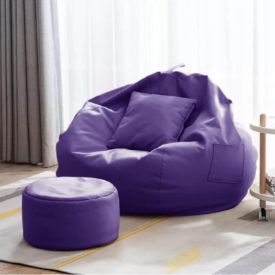 Bean Bag Chair Sofa and footrest cover without beans Faux Leather XXXL For Gift