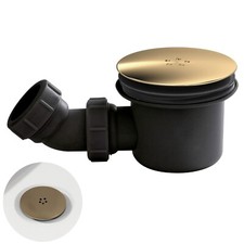 Nuie Mega Flow Vented Shower Tray Waste Trap Black / Brass Modern Bathroom Gold