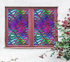 3D Purple Pattern ZHUA591 Window Film Print Sticker Cling Stained Glass UV