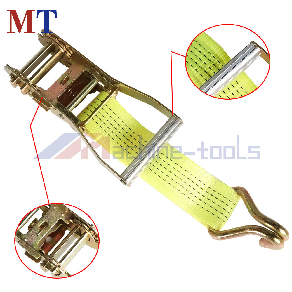 8 Pack Yellow Ratchet Straps J Hook 2" x 15' 5000 Lbs Heavy Duty Tie Downs