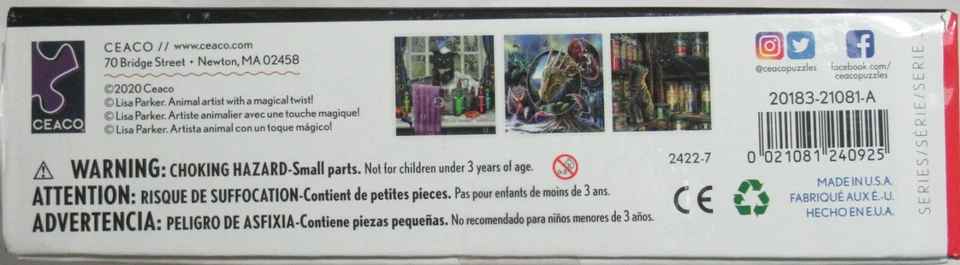 Ceaco 550 Piece Puzzle NIGHT SPIRIT Lisa Parker Black & White CAT IN BUBBLE BATH - Image 3 of 3