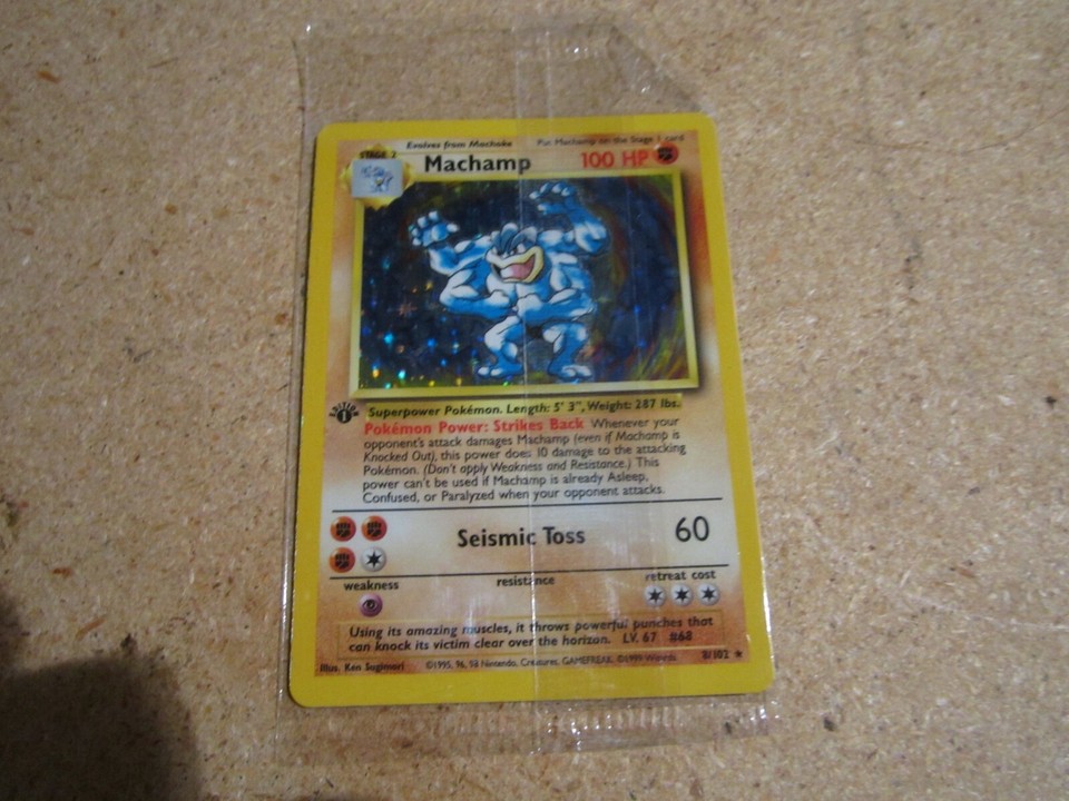 Pokemon Base 1st Edition Machamp Holo 1999 8/102 New Sealed in Plastic ...