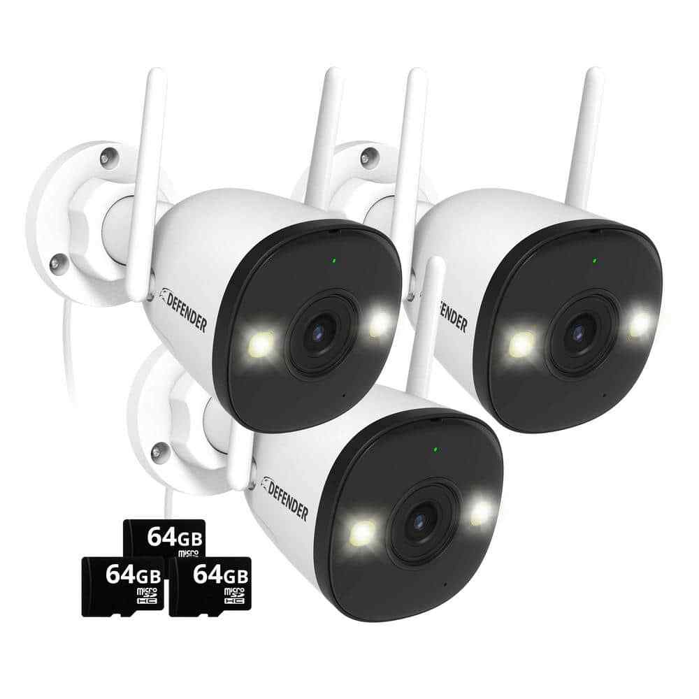 AI-Powered 4K Guard Pro Wi-Fi 6 Plug-in Security Camera with 64GB SD Card - 3 Pack
