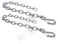 5/0 x 27" O.A.L. Grade 30 Zinc Plated Trailer Safety Chain Assembly  S-Hook 2 pc