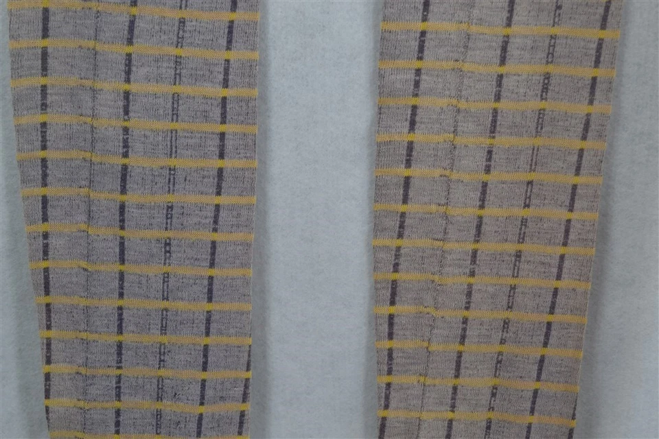 古董女式丝袜格子棉灰色黄色 8.5 英尺罕见原装 1880 年 — 第 3/4 张图片