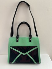 Vntg Inspired Mint Green & Black Patent Leather Tatyana Taylor And Twirl Purse