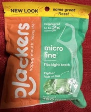 Plackers Micro Line Dental Floss Picks, Tuffloss, Fresh Mint Flavor, 150Ct