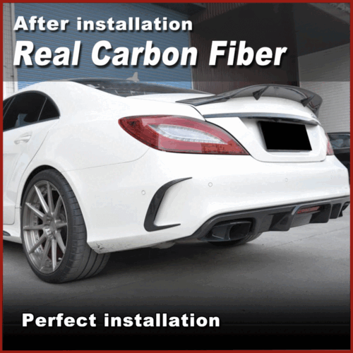 Pinne paraurti posteriore in carbonio Flap Canards per Mercedes C218 CLS400 CLS63 AMG - Foto 2 di 14