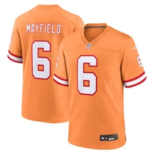 NWT Men's #6 Baker Mayfield Orange Retro Game Jersey - Fully Stitched#