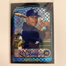 2003 Bowman Chrome Rookie Auto RC X-Fractor Daryl Clark #347 Milwaukee Brewers