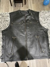 Men  s Motorcycle Riding 6 Pocket Side Lace Vest. Dual Concealed pockets inside