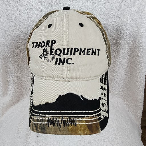 Thorp Equipment Inc Welding Hat Cap Strapback Camouflage SpellOut Logo eBay