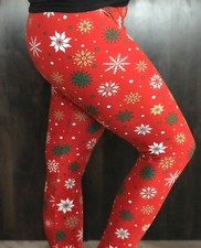 Buttery Soft Christmas Snowflake Legging One Size S M L Ornament Holiday Snow OS