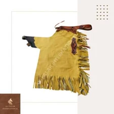 Fancy Western Chinks Leather Floral & Basket Tooled Chaps for Adult