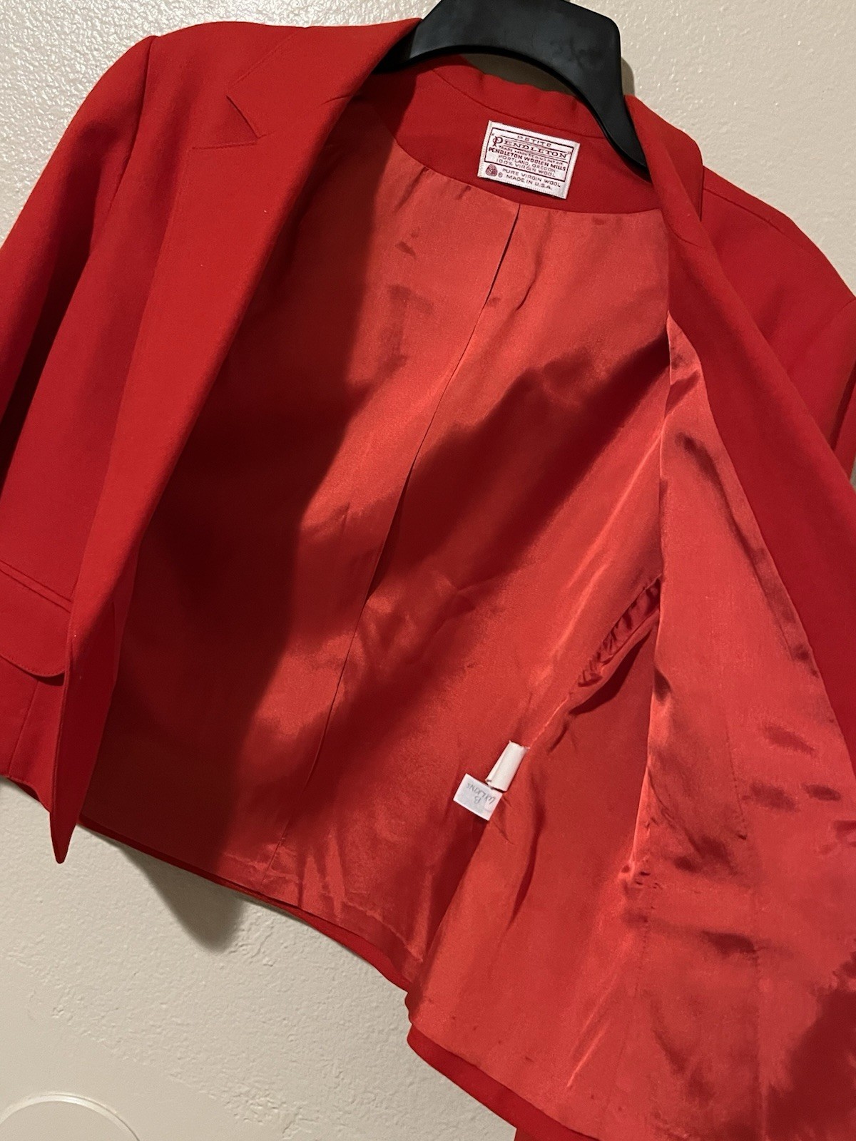 Pendleton Pure Virgin Wool Red Blazer Jacket Crop… - image 7